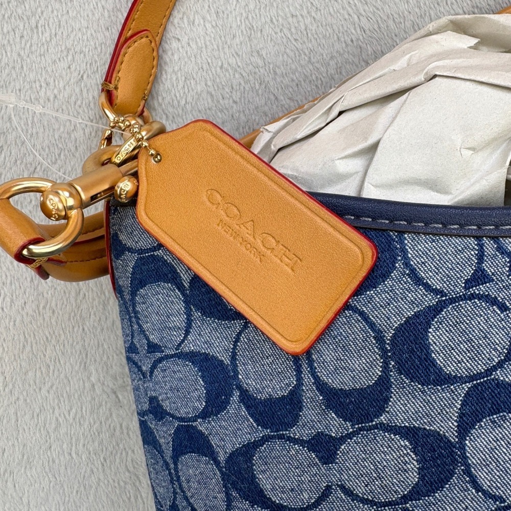 Coach Bag Blue Signature Denim Jacquard Shoulder Luxury CY702 - Picture 2 of 10